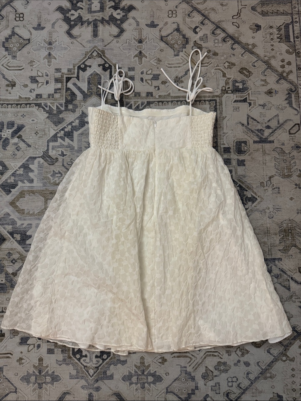 Amanda Uprichard XS White Bridal Cottagecore Baby doll Mini Dress w/Tie Strap - Picture 3 of 3